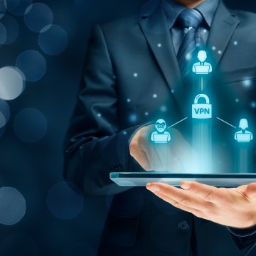 VPN icon over a tablet